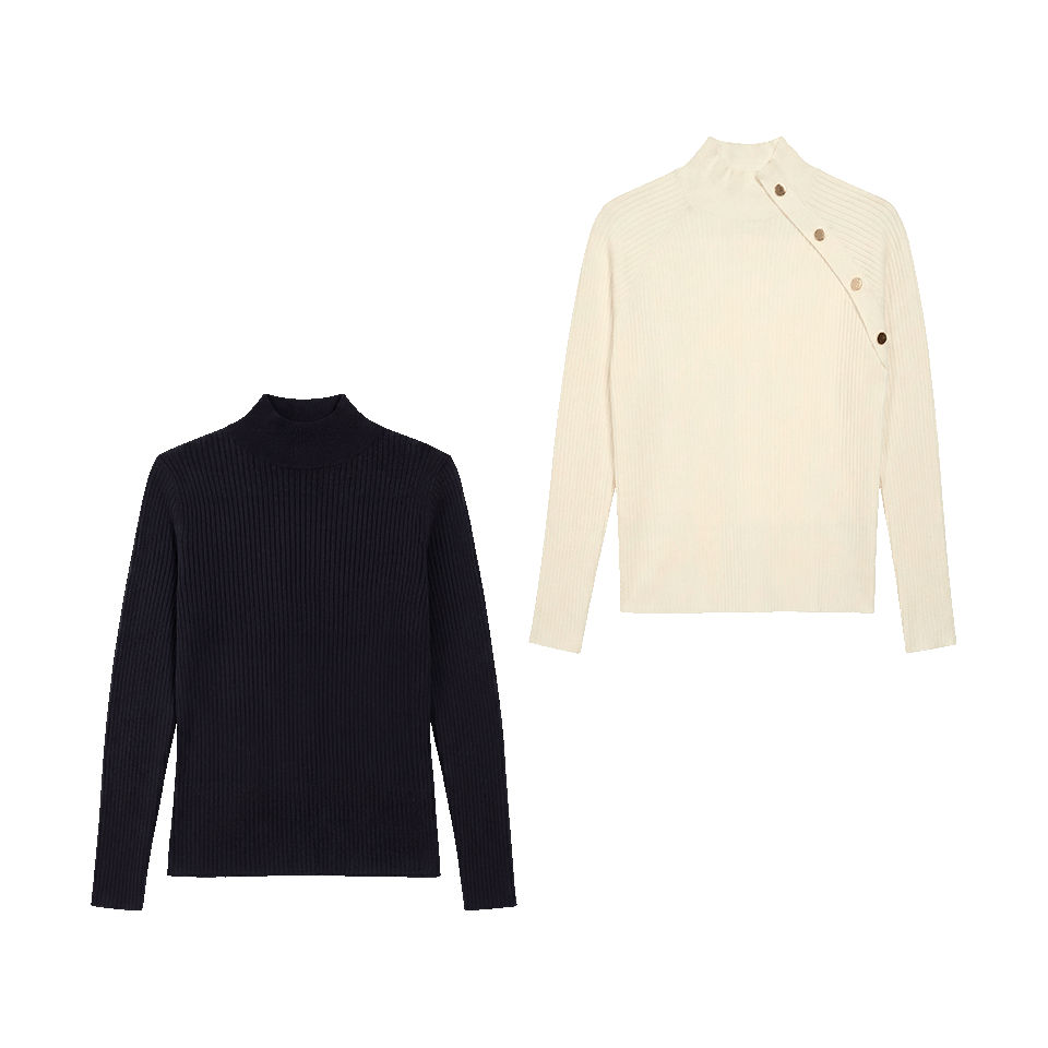 UP2FASHION® - Jersey de canalé con cuello alto