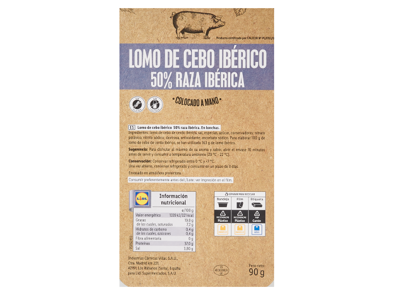 - - Lomo de cebo ibérico 50%