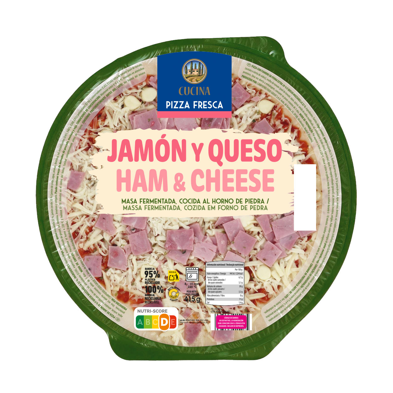 CUCINA® - Pizza de jamón y queso