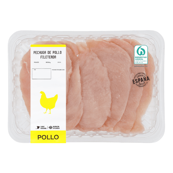 Pechuga de pollo fileteada