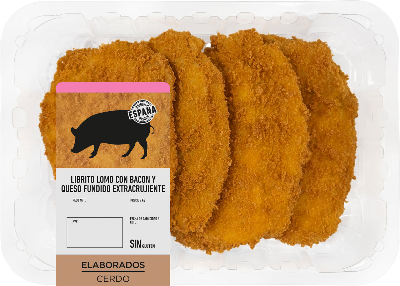 Libritos de cerdo con bacon y queso