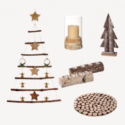 LIVINART® Decoración navideña de madera natural