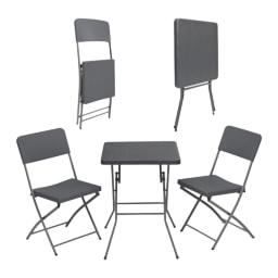 BELAVI® Conjunto de mesa con 2 sillas plegables efecto ratán