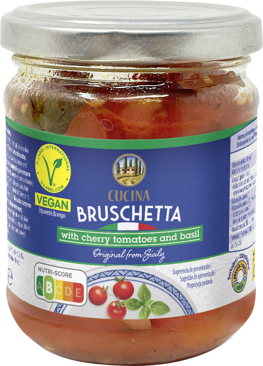 CUCINA® - Bruscheta de tomate cherry y albahaca