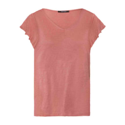 Camiseta rosa de lino para mujer