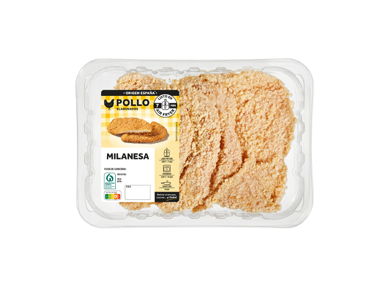 Pechuga de pollo empanada prefrita
