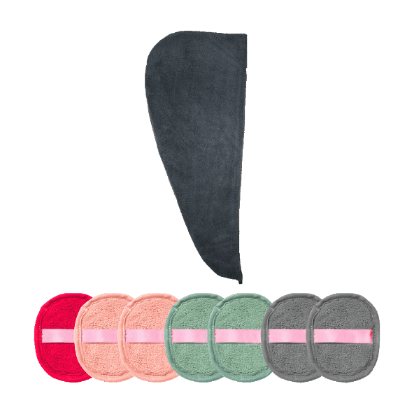 NOVITESSE® - Toalla turbante / Toallitas desmaquillantes reutilizables