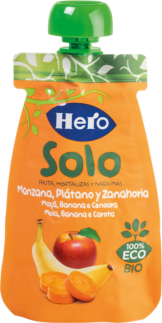 HERO® - Bolsita de manzana, plátano y zanahoria ecológicos
