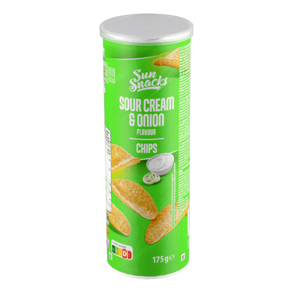 SUN SNACKS® - Aperitivo de patata sabor crema agria y cebolla