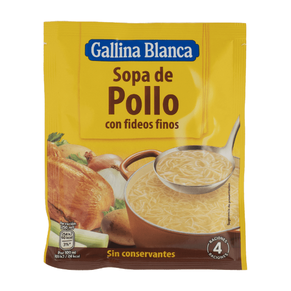 GALLINA BLANCA® - Sopa deshidratada de pollo con fideos finos