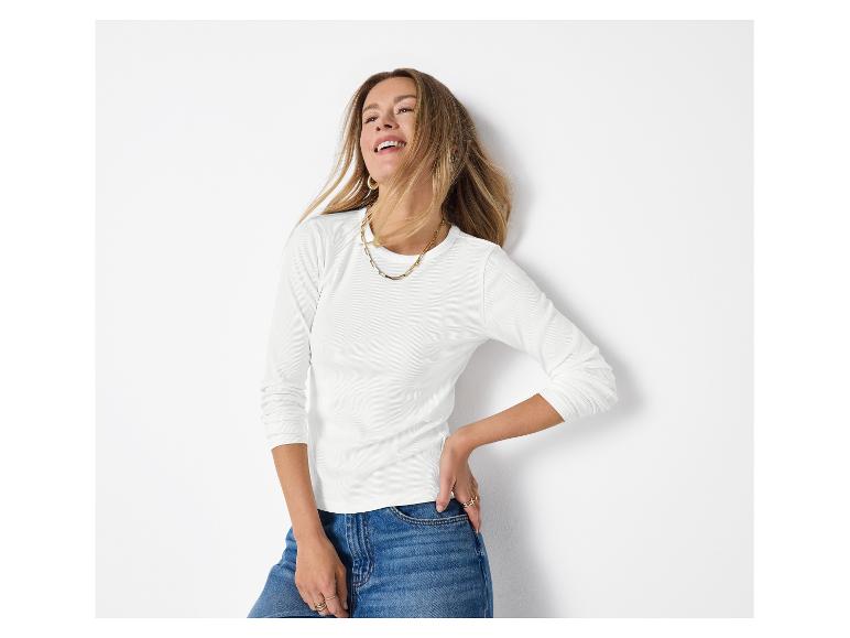 ESMARA® - Camiseta de manga larga de canalé para mujer