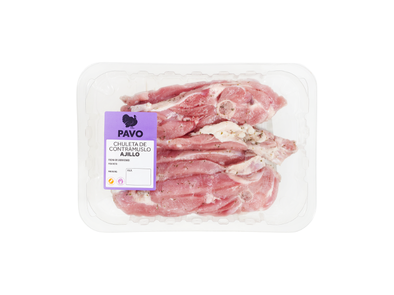 Chuletas de contramuslo de pavo al ajillo