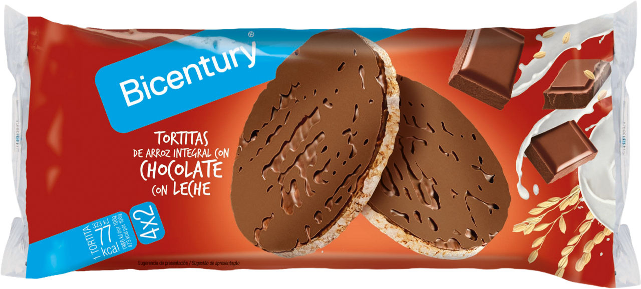 BICENTURY® - Tortitas de arroz integral con chocolate con leche