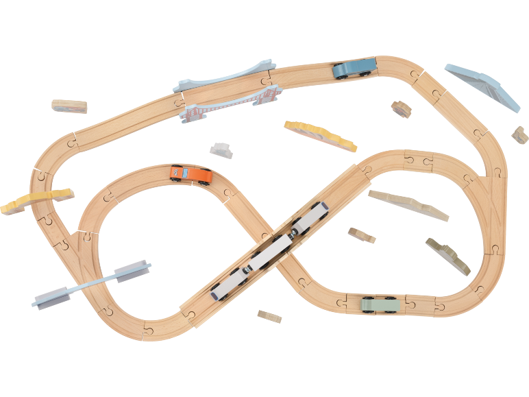 LUPILU® - Set de tren XL de madera Viaje por Europa y el mundo