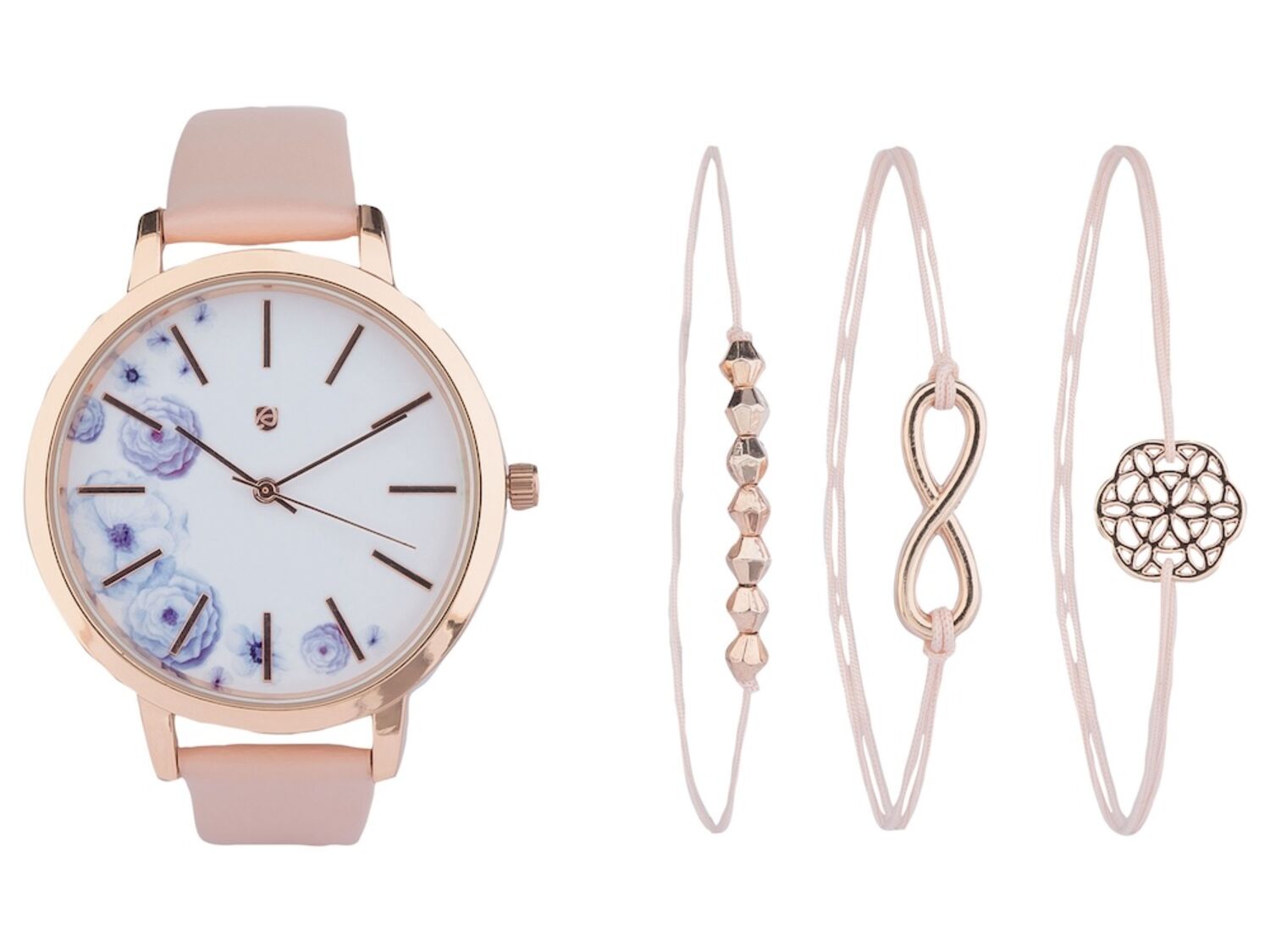 Set reloj y pulsera  de cuero rosa