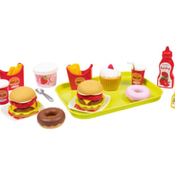 Ecoiffier Set de hamburguesas de juguete con bandeja