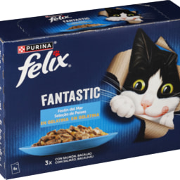 FELIX® - Comida húmeda para gatos con salmón y bacalao