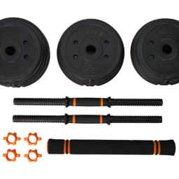 CRIVIT - 2 en 1: Set de mancuernas y barra