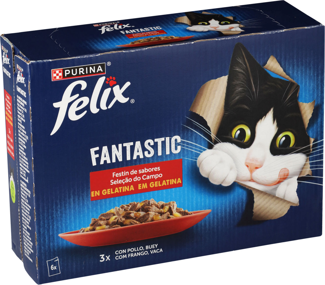 FELIX® - Comida húmeda para gatos con pollo y buey