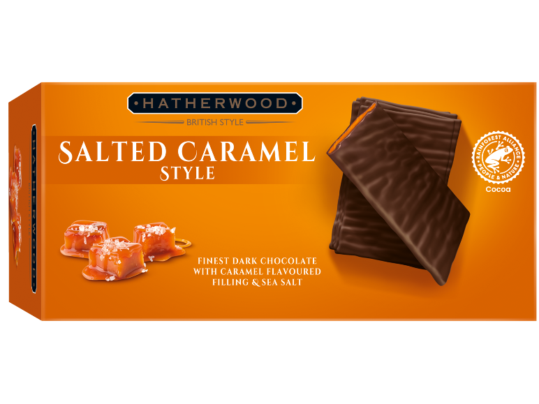 Láminas de chocolate y caramelo salado
