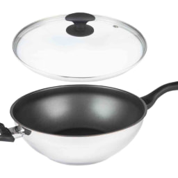 Sartén wok de acero inoxidable