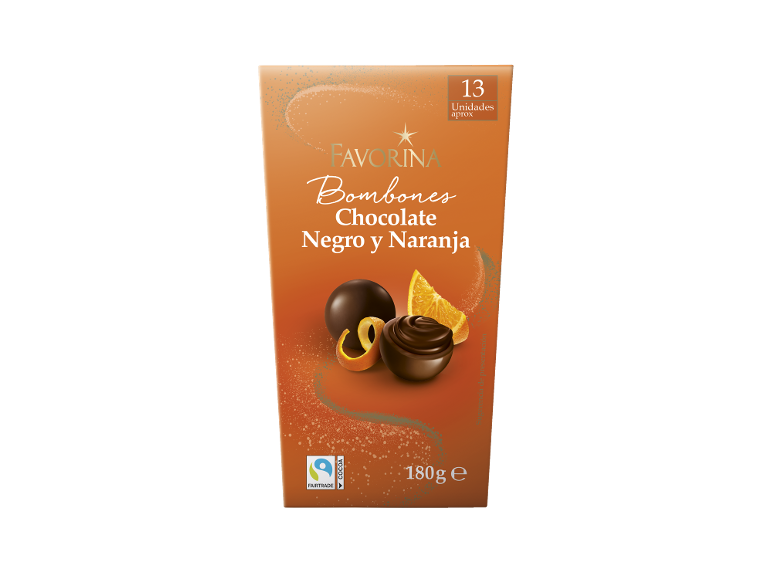 Bombones de chocolate y naranja