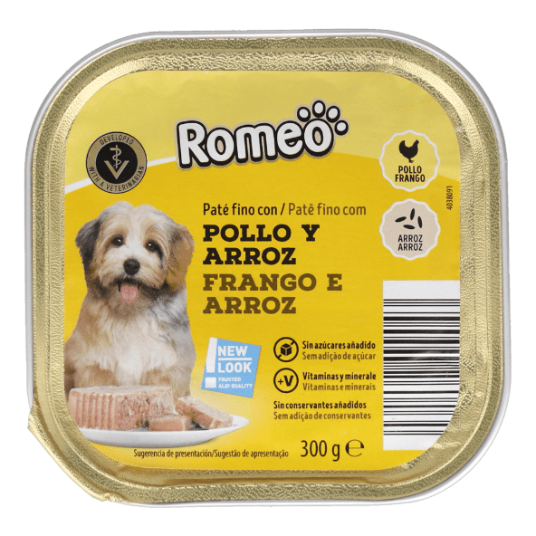 ROMEO® - Paté con pollo y arroz para perros senior