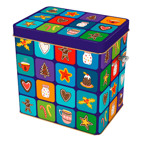 Galletas en caja de música figuras navideñas