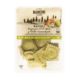MAMMA MANCINI® - Ravioli rellenos de gorgonzola,  speck y cebolla caramelizada