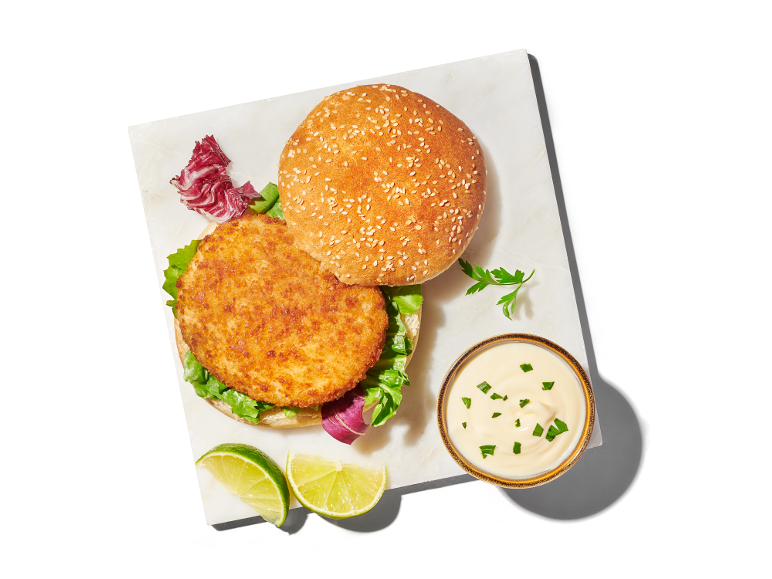 Burger de bacalao empanado