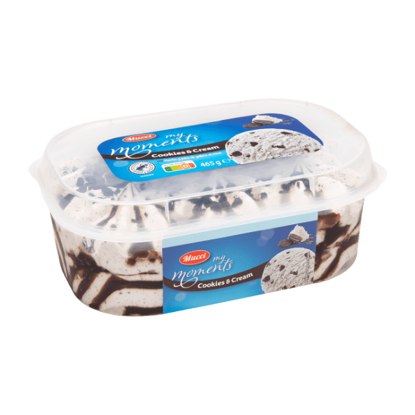 MUCCI® - Tarrina de helado sabor cookies and cream