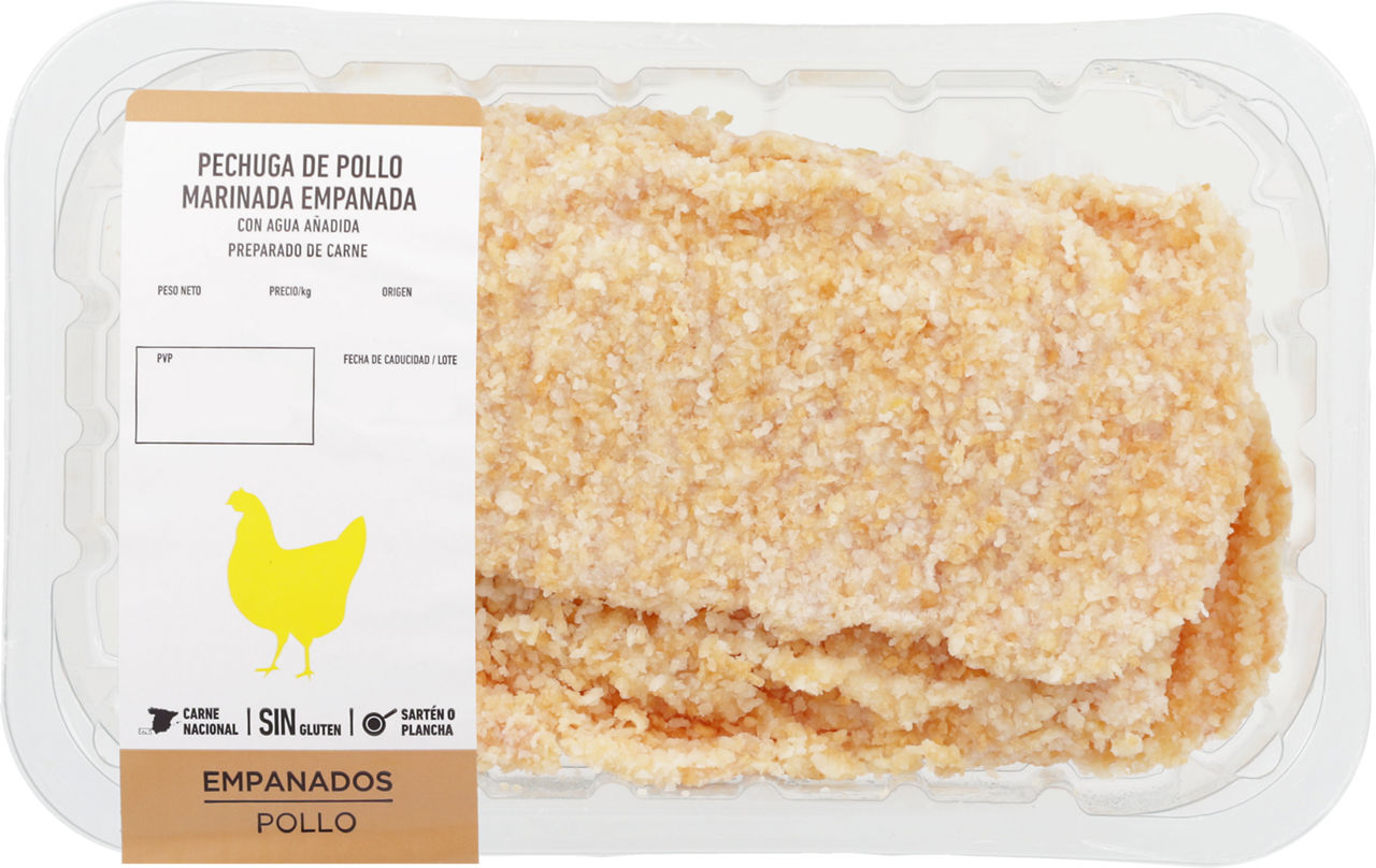 Filete de pechuga de pollo empanada