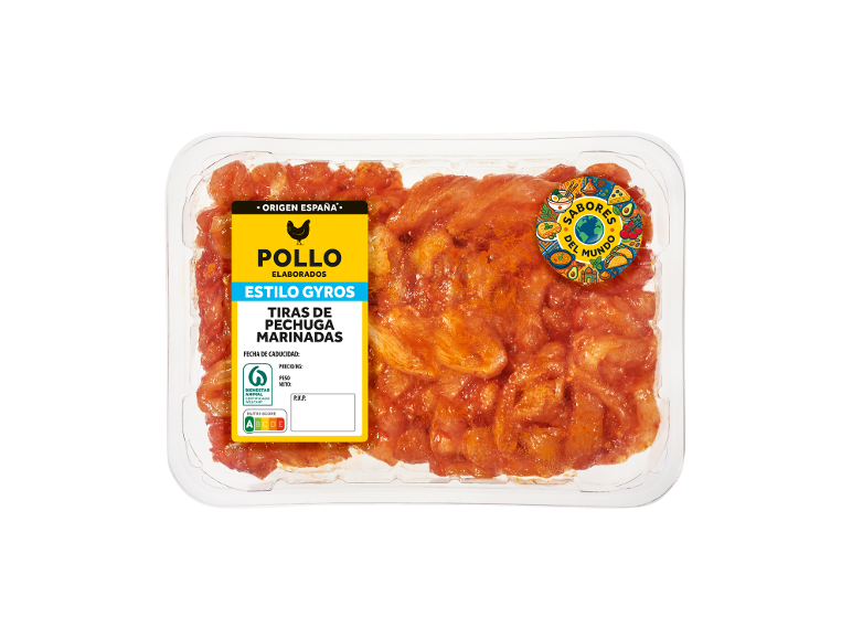 REALVALLE - Tiras de pechuga de pollo Gyros