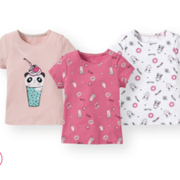 'Lupilu®' Camiseta manga corta rosada niños pack 3 100% algodón