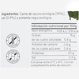 Hamburguesa de vacuno ecológica