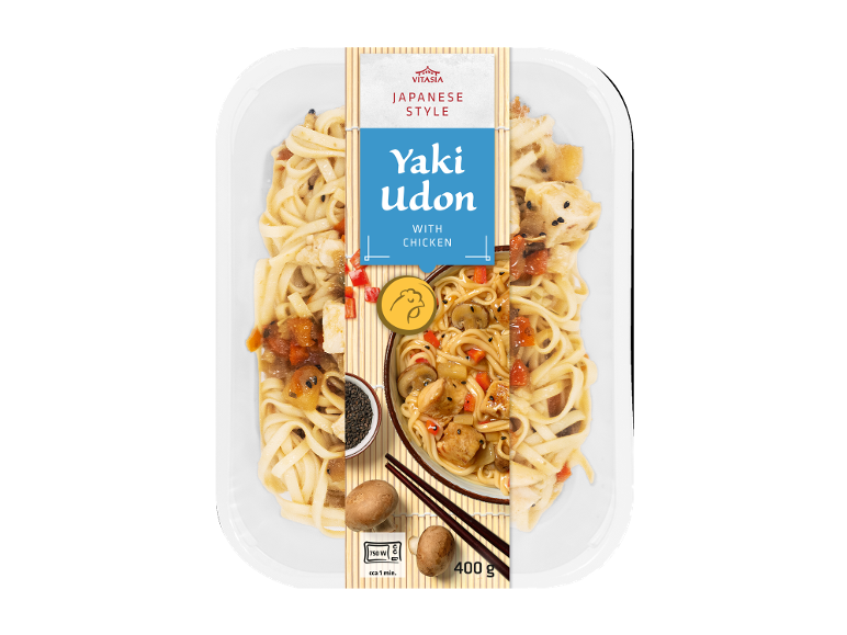 Plato preparado de fideos con pollo