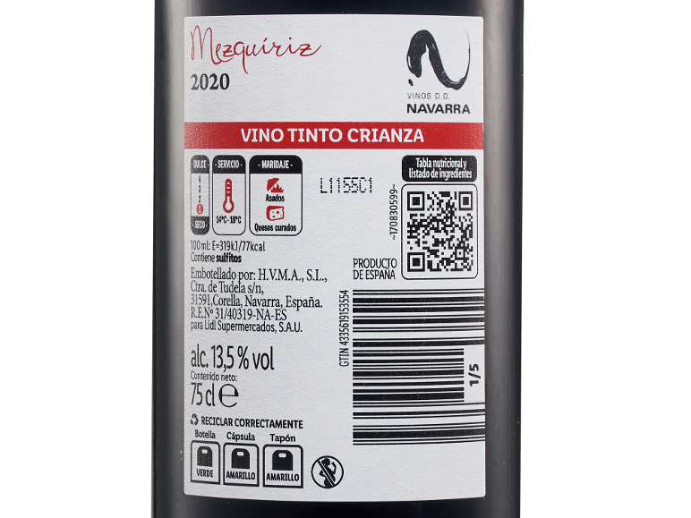 MEZQUIRIZ - Vino tinto crianza D.O. Navarra