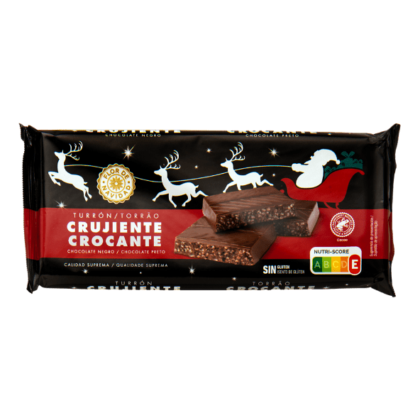 FLOR DE NAVIDAD® - Turrón crujiente de chocolate negro