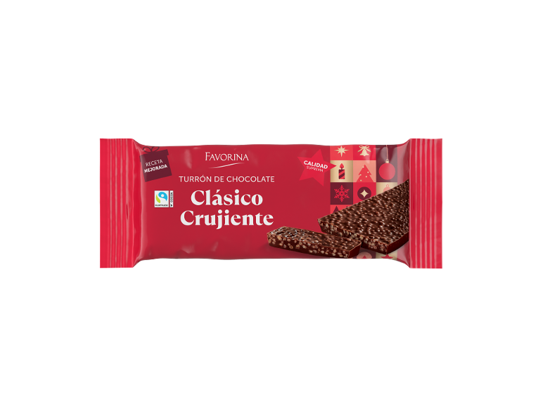 Favorina - Turrón crujiente de chocolate con leche clásico