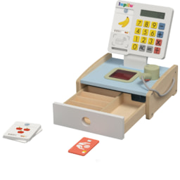 LUPILU® - Caja registradora/Balanza/Caja con alimentos/Cesta de la compra de madera