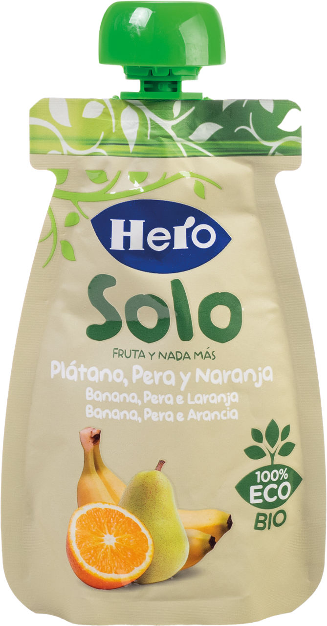 HERO® - Bolsita de plátano, pera y naranja ecológicos