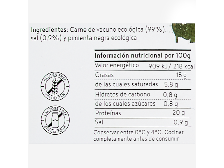Hamburguesa de vacuno ecológica