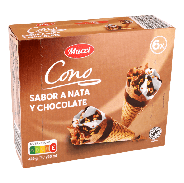 MUCCI® - Cono sabor a nata y chocolate