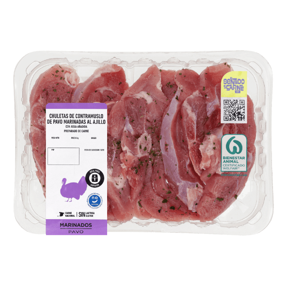 Chuletas de pavo adobadas al ajillo