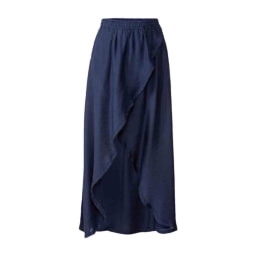 Falda larga con efecto cruzado azul