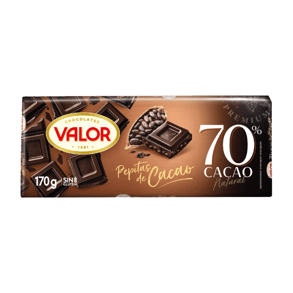 VALOR® - Chocolate negro 70% con pepitas de cacao