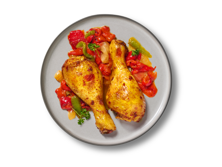 Jamoncitos con pimiento y cebolla