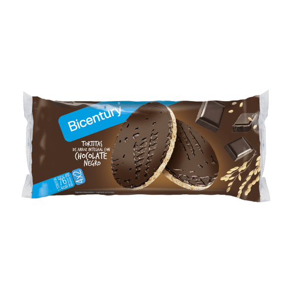 BICENTURY® - Tortitas de arroz integral recubiertas con chocolate negro