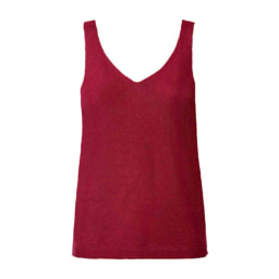 Camiseta de mujer con cuello de pico rojo